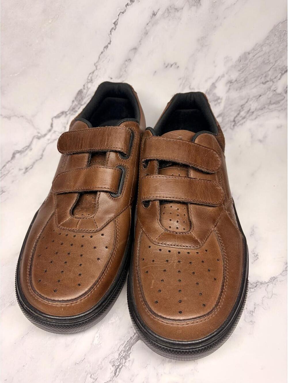 SAS High Street V Hook & Loop Shoes Mens 8.5M Mahogany Leather NEW With Box